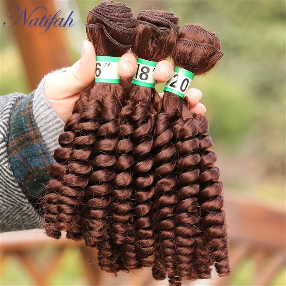 Natifah Надувные вьющиеся волосы, пряди, синтетические волосы для наращивания, 16-20 дюймов, 1, 3, 4 пряди, волнистые вьющиеся волосы - Цвет: #33