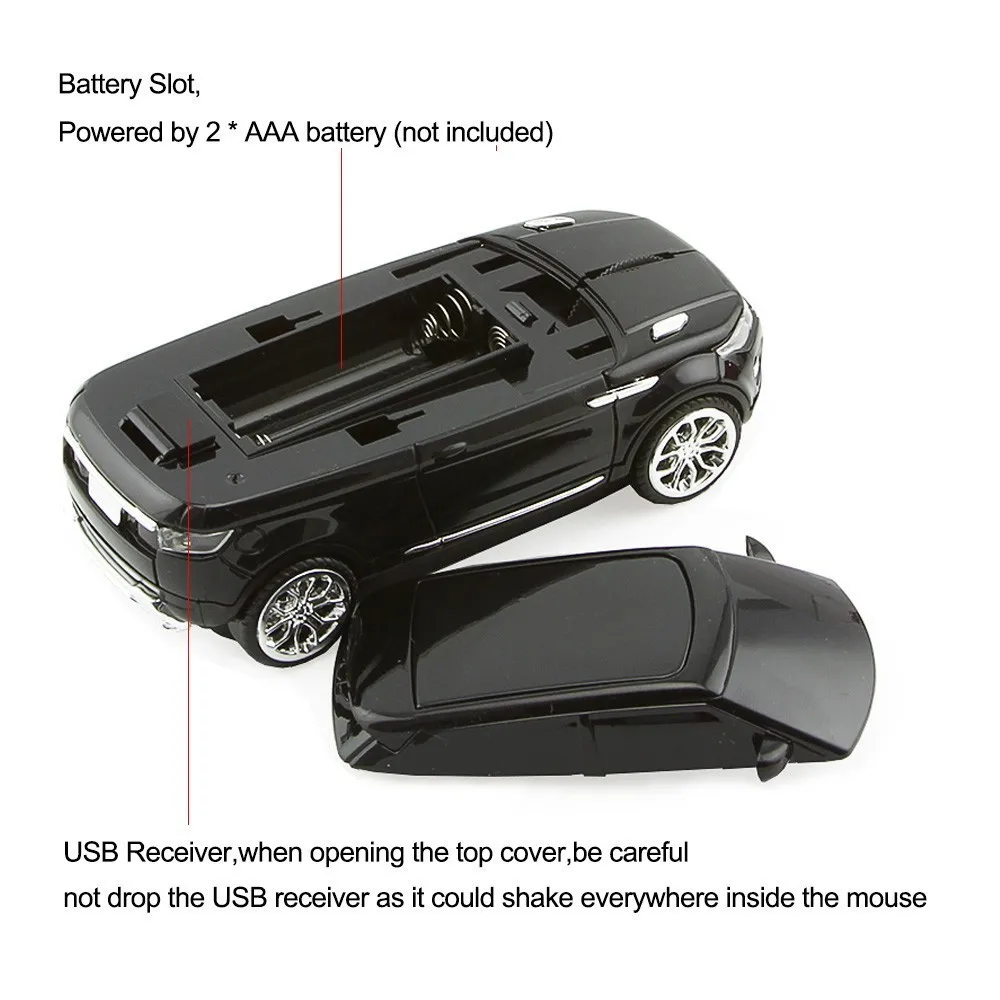 CHYI 2.4G Wireless Car Mouse SUV Sport Car Design Computer Mice 1600 DPI USB Optical 3D Gaming Mause White For PC Laptop