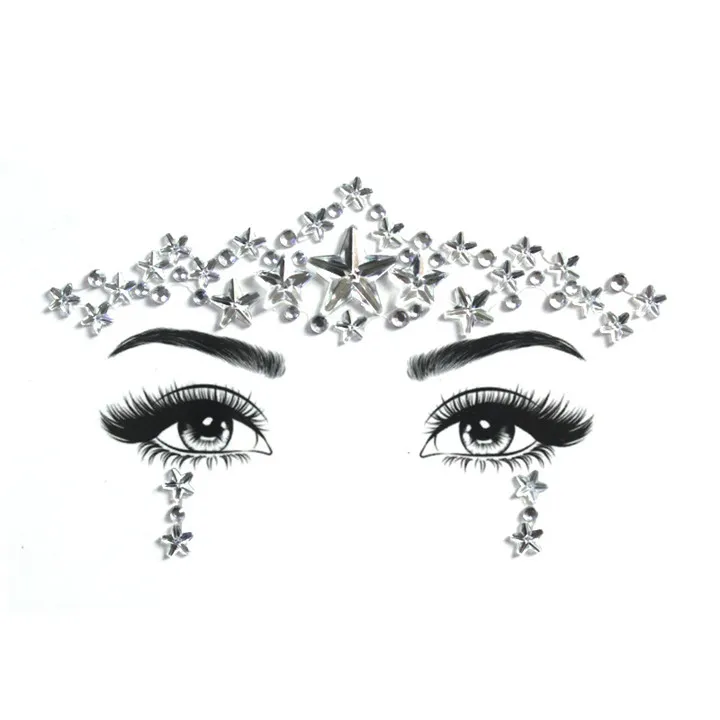 6  New Face Stickes Drill Acrylic Crystal Stick Beauty Makeup Party Decoration Resin Colorful Rhinestone Crystal Face Stickers