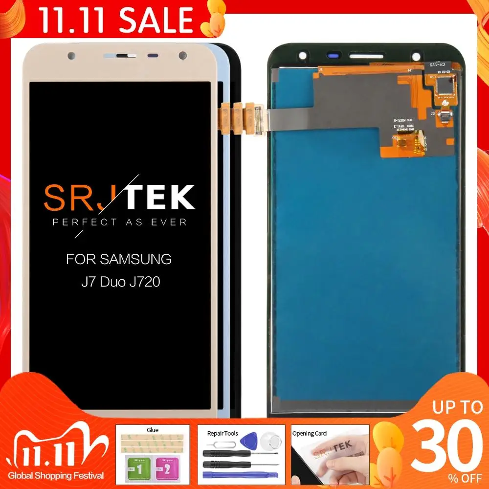 ЖК-дисплей TFT для Samsung Galaxy J7 Duo 2018 J720 J720F J720M сенсорный экран дигитайзер регулировка