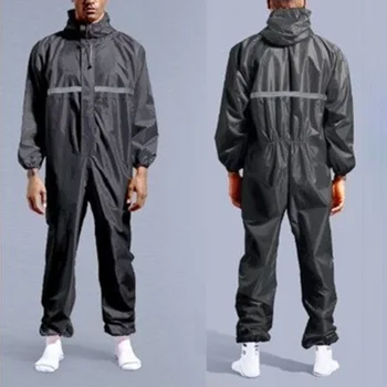 

1*protection Jumpsuit Men's Reflective Stripe Work Jumpsuit Waterproof Raincoat Overalls Cleaning Suit