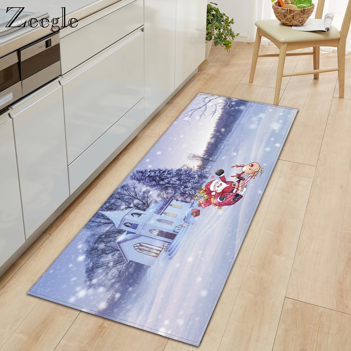 Zeegle Печатный кухонный длинный коврик для входной двери Противоскользящий прикроватный коврик для спальни впитывающий воду удобный коврик для ног