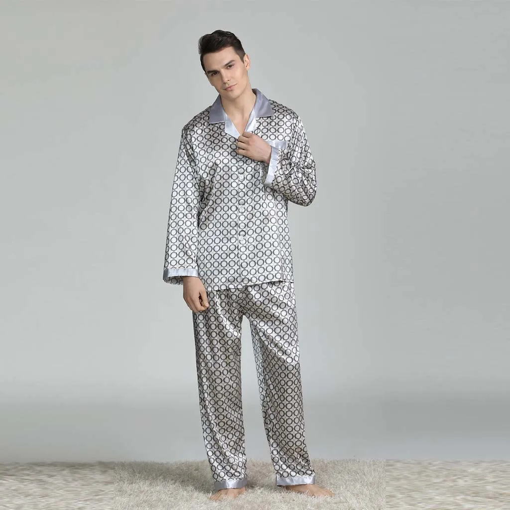 Feitong pijama hombre, Мужская Новая мода, черный, серый цвет, с длинными рукавами, с принтом, домашняя одежда, одежда для сна, Пижамный костюм, pijama masculino