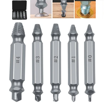 

5pcs Double Side Damaged Screw Extractor Drill Bits Guide Set Broken Speed Out Bolt Stud Stripped Screw Remover Tool