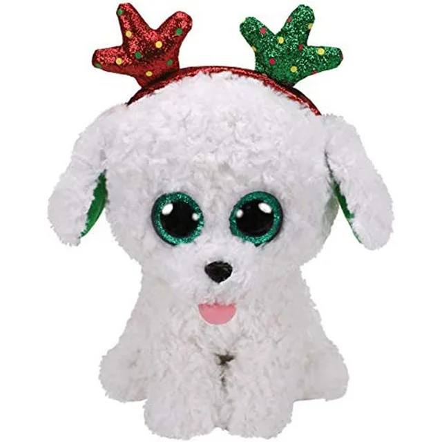 15CM Ty Beanie Boos Big Glitter Eyes Christmas Golden Horn Deer Sven Snow Plush Stuffed Animal Super Soft Christmas Gift Blue