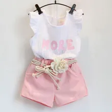 Комплект летней одежды для девочек, полосатая жилетка с открытыми плечами свободные штаны комплект шифоновой одежды из 2 предметов, модная одежда для маленьких девочек Детский костюм