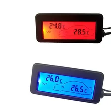mini thermometer mini LCD car inside and outside thermometer Car thermometer 12v digital backlight