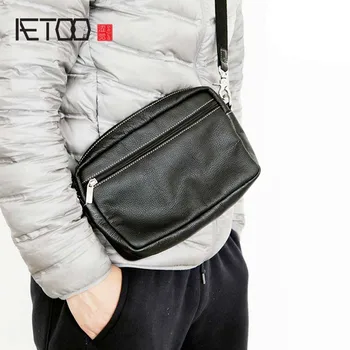 

AETOO Men's leather shoulder bag first layer leather crossbody bag small bag summer