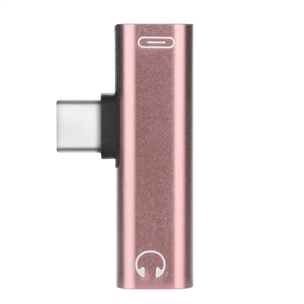 Rose Gold Type-c адаптер для наушников Тип ccable аудио адаптер зарядка аудио комбо 2 в 1 аудио разъем для зарядки разветвитель зарядное устройство - Цвет: Rose Gold