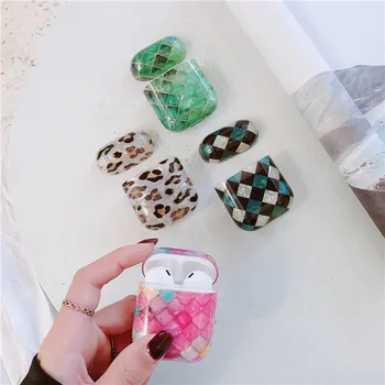 

Luxury Leopard Silicone Case For Apple Airpods 2/1 Cover Conch Shell Marble Bluetooth Earphone Case For airpod Headphone Box