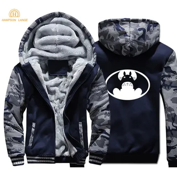 

Totoro VS Batman Funny Anime Hoodies Men 2020 Autumn Winter Camouflage Hooded Men's Casual Warm Fleece Sweatshirts For Fans