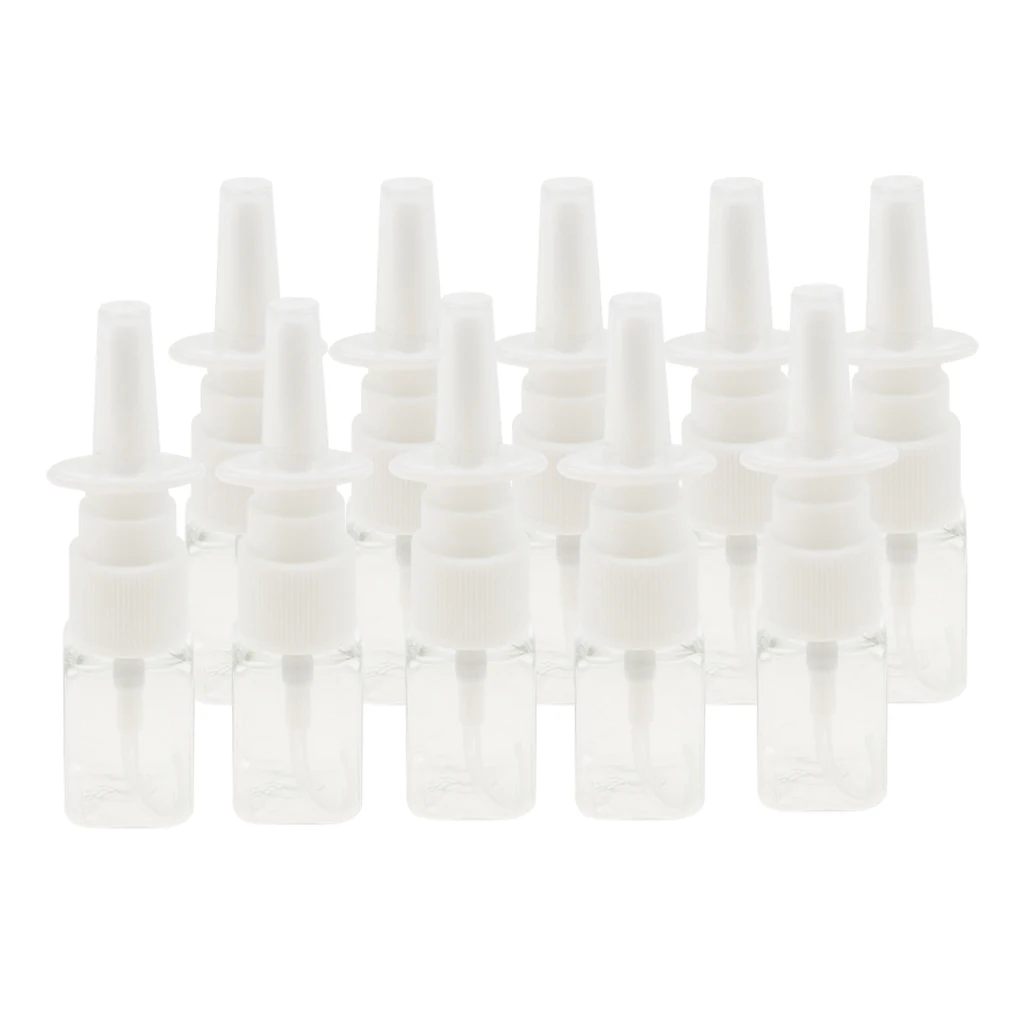 10pcs Plastic Empty Refillable Nasal Spray Bottles Makeup Cosmetic Perfume Container Holder 10ml