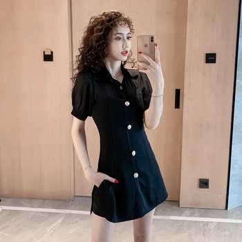 

Women's Mini Dress 2020 Summer New Shirt Slim Top + Shorts Two Piece Set