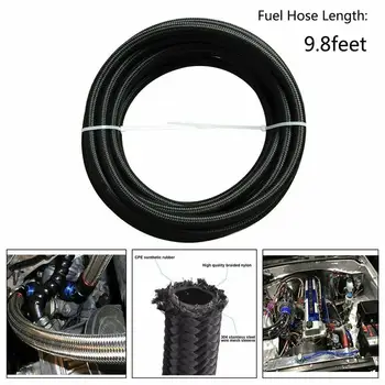 

3m Fuel Gas Tube Petrol Pipe for Radiator Hose 8.6mm I/D 14mm O/D 9.8ft 6AN Nylon Stainless Steel Braided Fuel Hose & Hose Ends