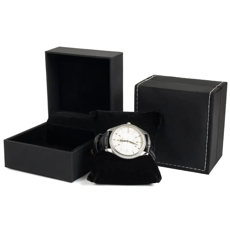 60PCS Wholesale!！New Style Classic Men Watch Storage Box Pu Leather Jewellery Packing Watch Box Black Tow Size