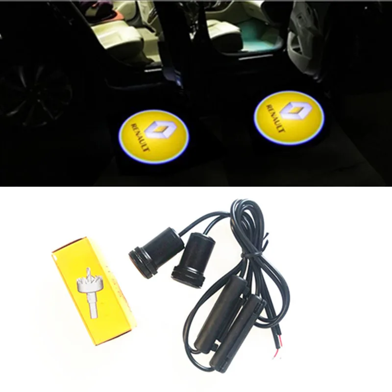 2pcs Car Door Welcome Projector Shadow Logo Light For Renault Duster Laguna 2 Megane 3 Logan Clio Scenic Captur Laguna Fluence