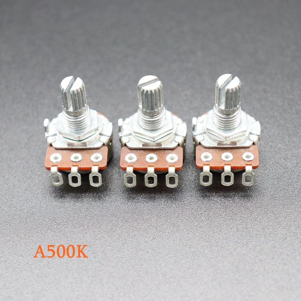 3Pcs A500K Guitar Potentiometer Knurled Shaft Audio Taper PotentiometerA/B Type Volume Control Pots Switch Chrome