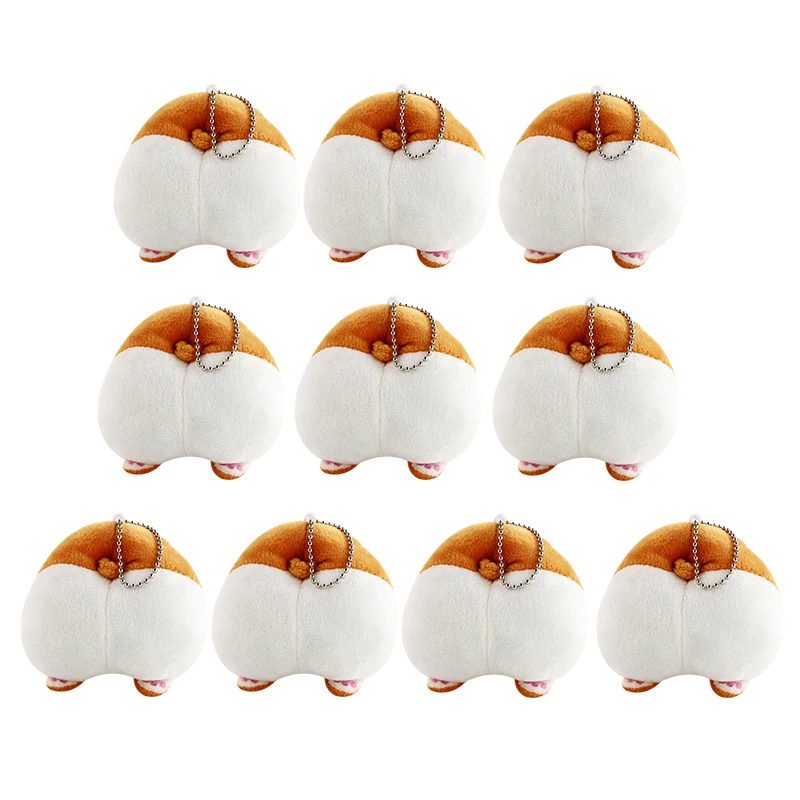 10pcs 10 см, 10 шт./партия, милый корги, плюшевые игрушки, брелок, набивная Мягкая кукла, подвеска, подарок на день рождения для детей - Цвет: 10pcs