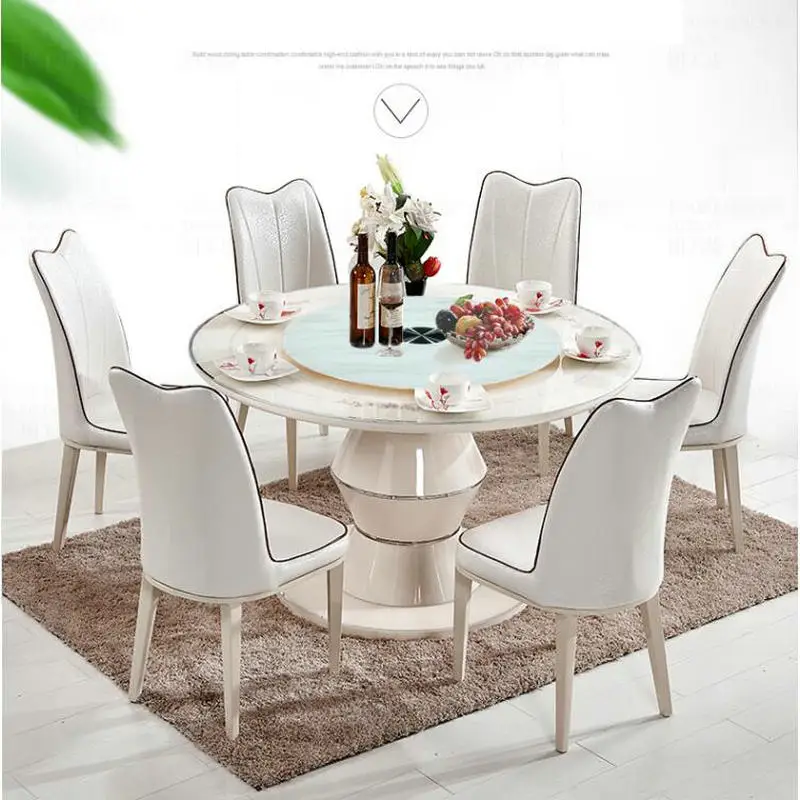 HQ WL01 Light White Tempered Glass Lazy Susan Glass Dining Table Top Turntable Swivel Plate Marble Like Wired Glass Wheel Base (6)