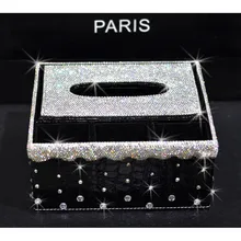 Роскошный Алмазный Многофункциональный тканевый ящик Стразы для салона автомобиля кожаный держатель для салфеток для автомобиля для дома