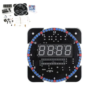 

DS1302 Desktop Digital Alarm LED Clock Office Light Control Rotation Thermometer DIY Home Decor Transparent Singlechip