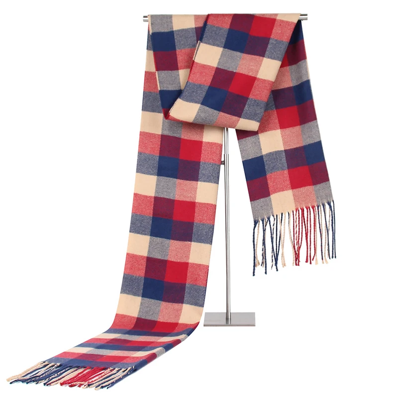 Роскошный бренд мужской шарф осень зима теплый плед кашемировые шарфы Модный Дизайн Повседневная качественная шаль Теплый шейный платок - Цвет: Color 2
