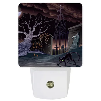 

Black Cat Outside The Door LED Night Light with Sensor US Plug for Children Living Room Bedroom Lighting