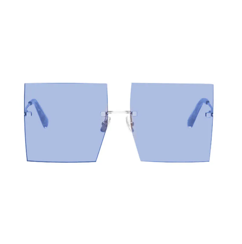 Большие Квадратные Солнцезащитные очки без оправы для женщин новые роскошные брендовые модные плоские красные синие прозрачные линзы цельные мужские очки Gafas - Цвет линз: 1