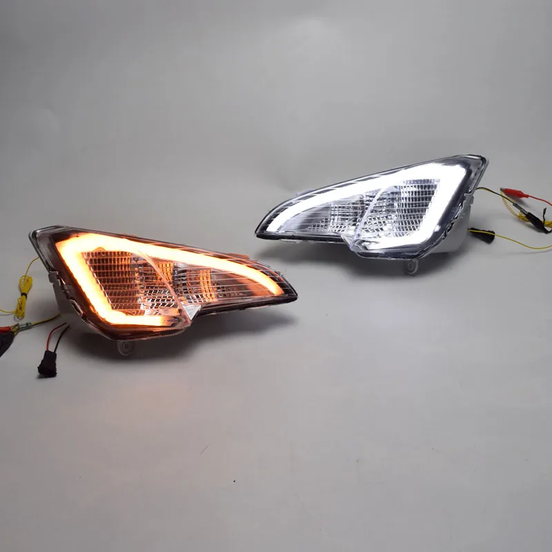 1Set LED Daytime Running Light Yellow Turn Signal Function Waterproof ABS 12V Car DRL LED Fog Lamp For Ford EcoSport 2018 2019