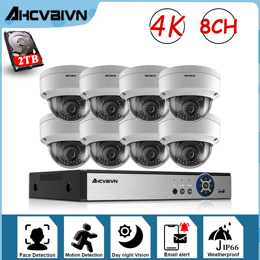 

4K Ultra HD 8CH DVR Kit H.265 CCTV Camera Security System 8MP CCTV System IR Outdoor Night Vision Video Surveillance Kits