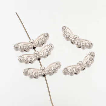 

100pcs Butterfly Shape Alloy Multi-Strand Links with Rhinestone for Jewelry Making DIY Bracelet Necklace 2xx7x4mm Hole 1.5mm