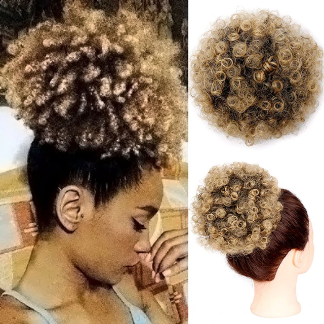 African Fluffy Artificial Woman Drawstring Puffs Ponytails Bun Wrap Natural Hair  Style Accessory Woman Hair Puff New May15 _ - AliExpress Mobile