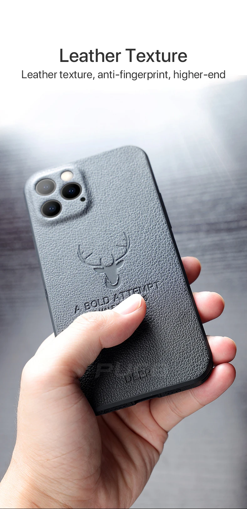 Luxury Square Edge Soft Leather Shockproof Deer Case For iPhone 12 Mini