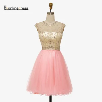 

Bbonlinedress Pink Homecoming Dress Crystal Beaded Short Gown Cheap Above Knee Mini Prom Graduation Party Dress Free Shipping