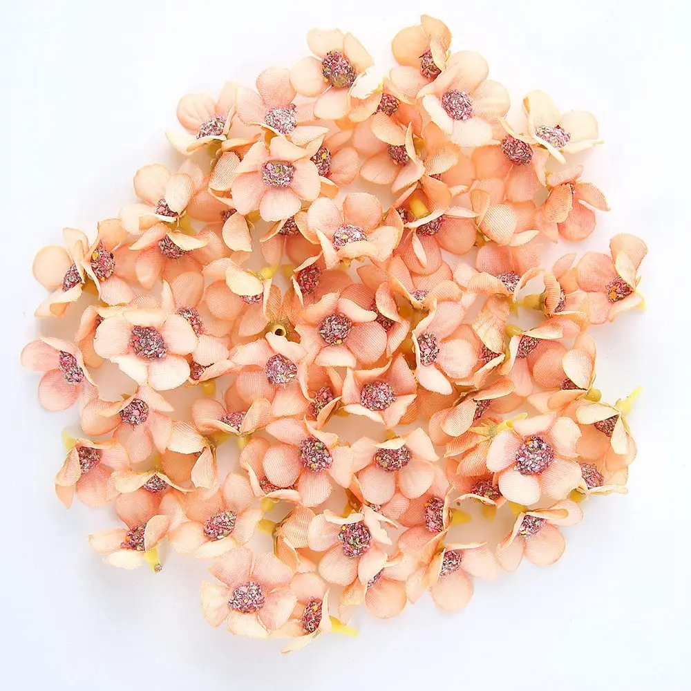 50 шт. 2 см градиент многоцветный Мини маргаритки шелк искусственный цветы для свадьбы домашний декоративный венок Скрапбукинг - Цвет: Orange