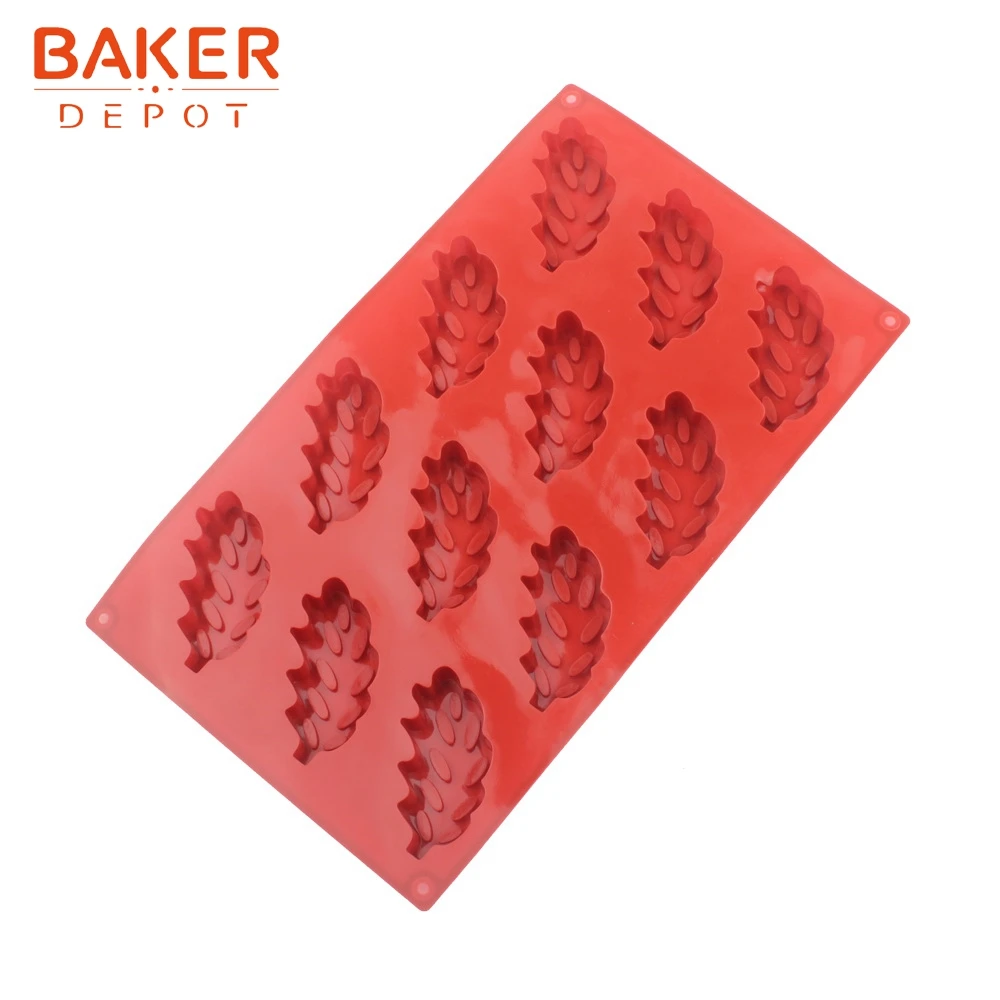 BAKER DEPOT лист силиконовая форма для шоколада печенье перо Форма желе конфеты торт выпечка Форма торт украшение 12 полости