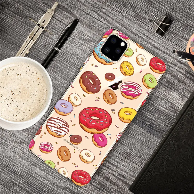 New Silicone Case for Apple iPhone X XR XS XI MAX XIR 7 8 Plus 6 6s 5 5C 5S SE Fashion Cartoon Pattern Many Doughnut | Мобильные