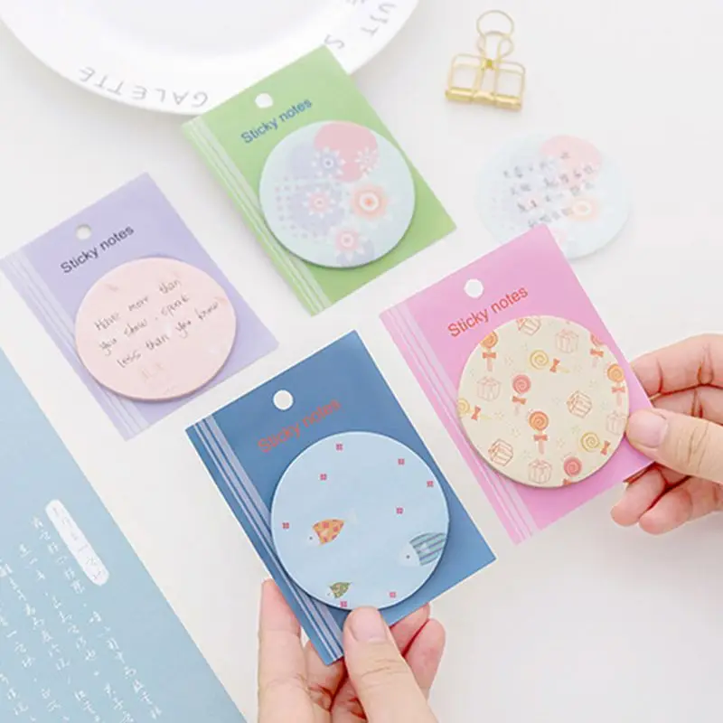 Цветочный узор Круглый блокнот для заметок Kawaii Sticky Notes канцелярские принадлежности DIY Письма липкий стикер для заметок