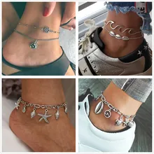 Западный стиль, модный сплав, Пляжная раковина, черепаха, морская звезда, ножной браслет, богемный ретро стиль, крутые украшения для ног