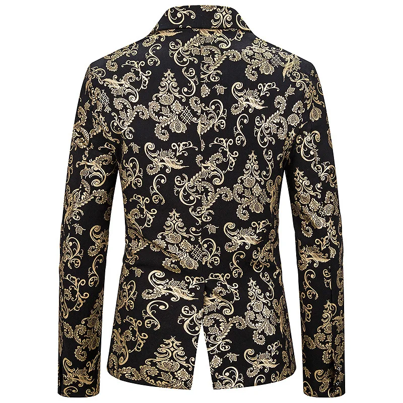Autumn New Pattern Cross-border Man's Suit Cultivate Oneself Man Gilding Printing Suit Full Dress Costume Loose Coat
