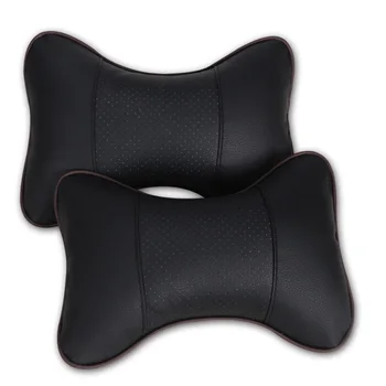 

2pcs Car Neck Pillow Perforating Design PU SUV Leather Hole-digging Car Headrest pillow Auto Safety Accessories