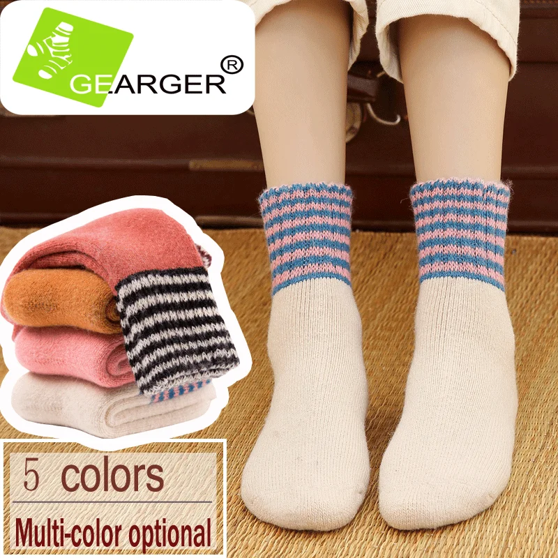 Ретро утолщение Для женщин носки осень-зима из кроликовой шерсти носки, украшенные в стиле пэчворк, Новинка; для женщин японский 5 цветов, носки-тубы для детей студентов Колготки чулочно-носочные изделия