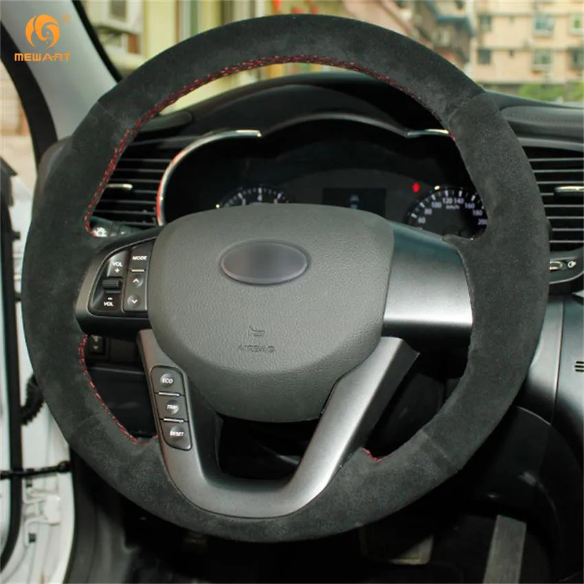 Чехол на руль автомобиля MEWANT черный замшевый чехол для Kia K5 2011 2012 2013 Optima