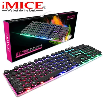 

IMICE Wired Gaming Keyboard 104 Keys Retro Round Rainbow Backlit USB Wired keyboard for pro gamer