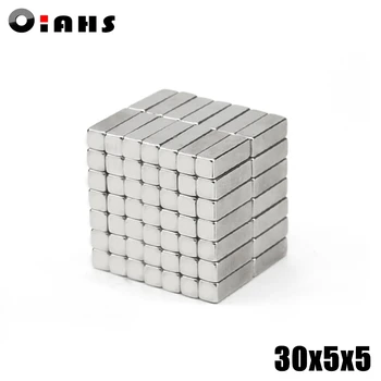 

5pcs F30x5x5mm Super Powerful Strong Rare Earth Block NdFeB Magnet Neodymium N35 Magnets F30*5*5mm- Free Shipping