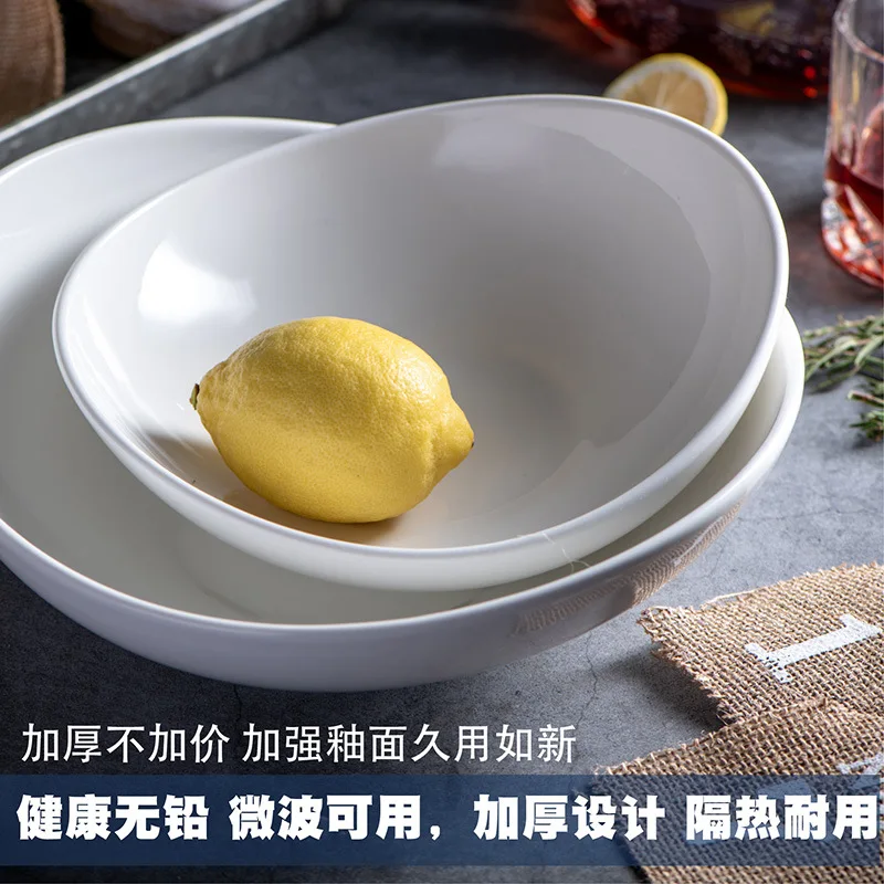 Белая большая раменская чаша неправильный салатник в форме чаши гостиничный керамический посуда чаочжоу