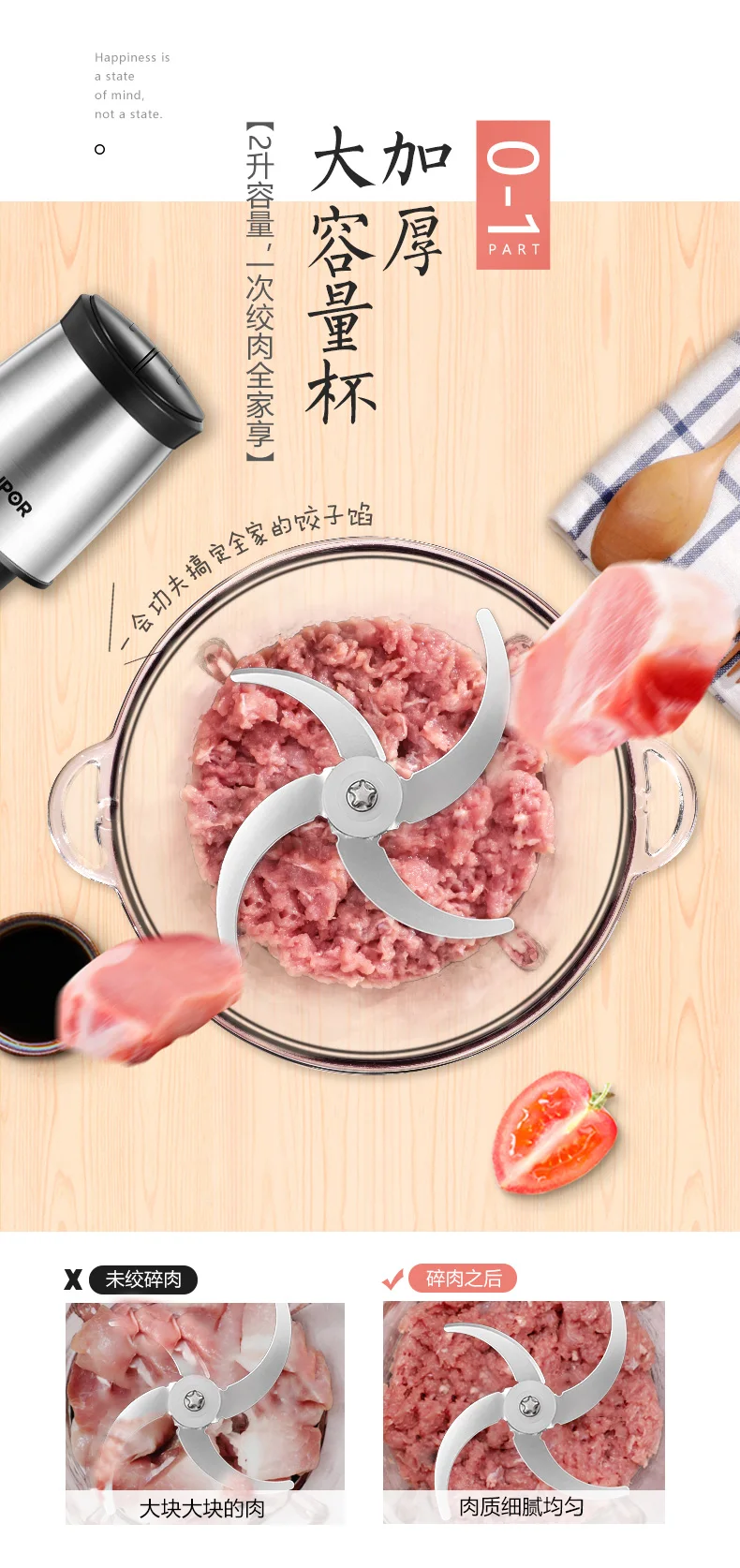 Household Electricstainless Steel Blender Meat Machine Meat Grinder Meat Grinders Electric 220V 300W