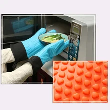 1 шт. силиконовый для микроволновой печи перчатки Терилен жароустойчивой обувь с нескользящей подошвой; плотная для работы с горячими поверхностями газовой плиты и барбекю перчатки для мытья Кухня инструмент