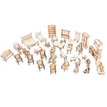 

1 Set Furniture Package Children Education Puzzle Boys Girls DIY Wooden Three-dimensional Jigsaw Puzzles Toy Y4UD