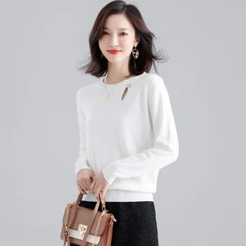 

2020 round neck loose thin Korean version of the introduction of the Western style pin early autumn shirt 's sweater